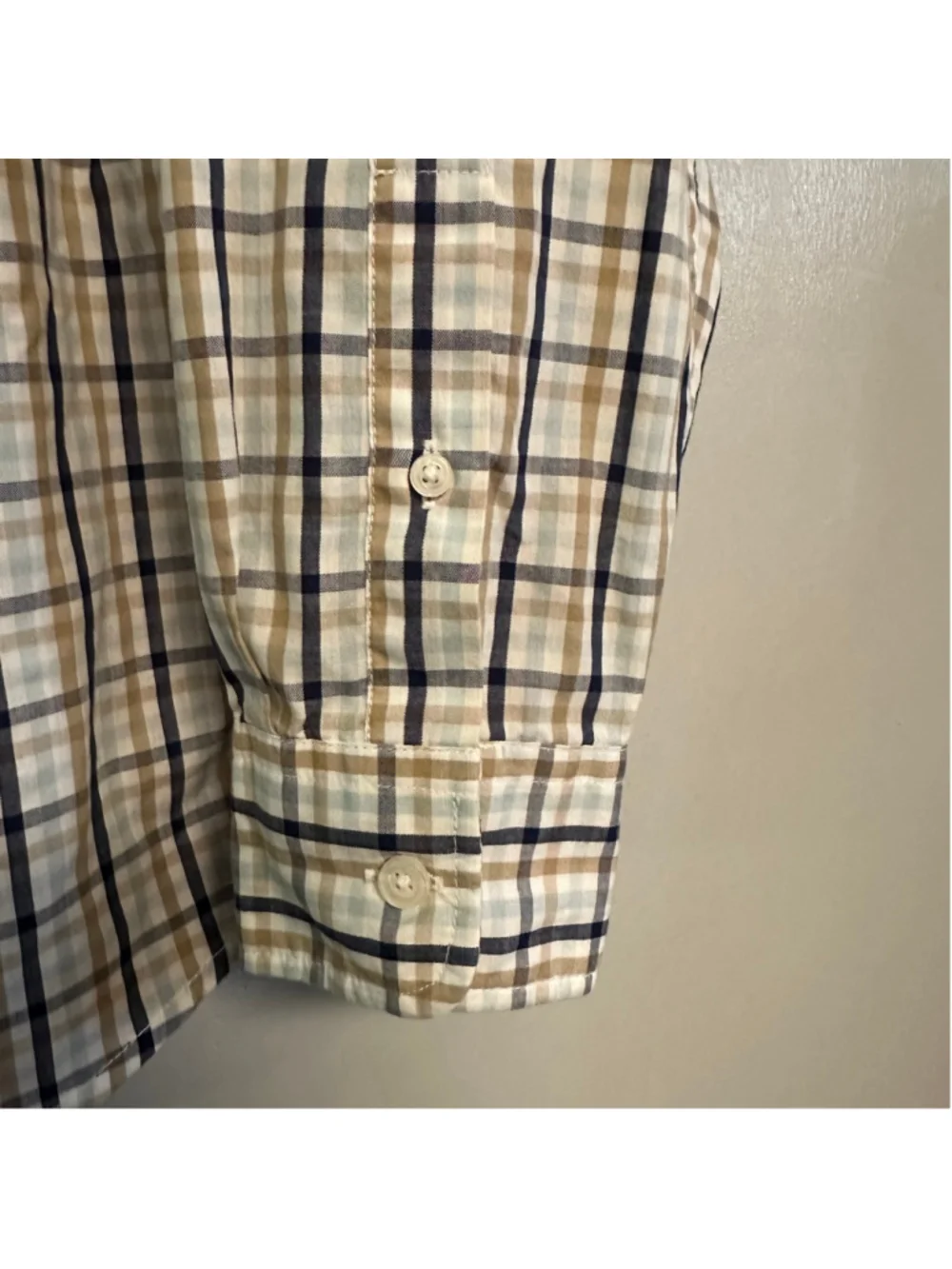 Dockers Casual Button Down Shirt Size Medium White Brown Plaid